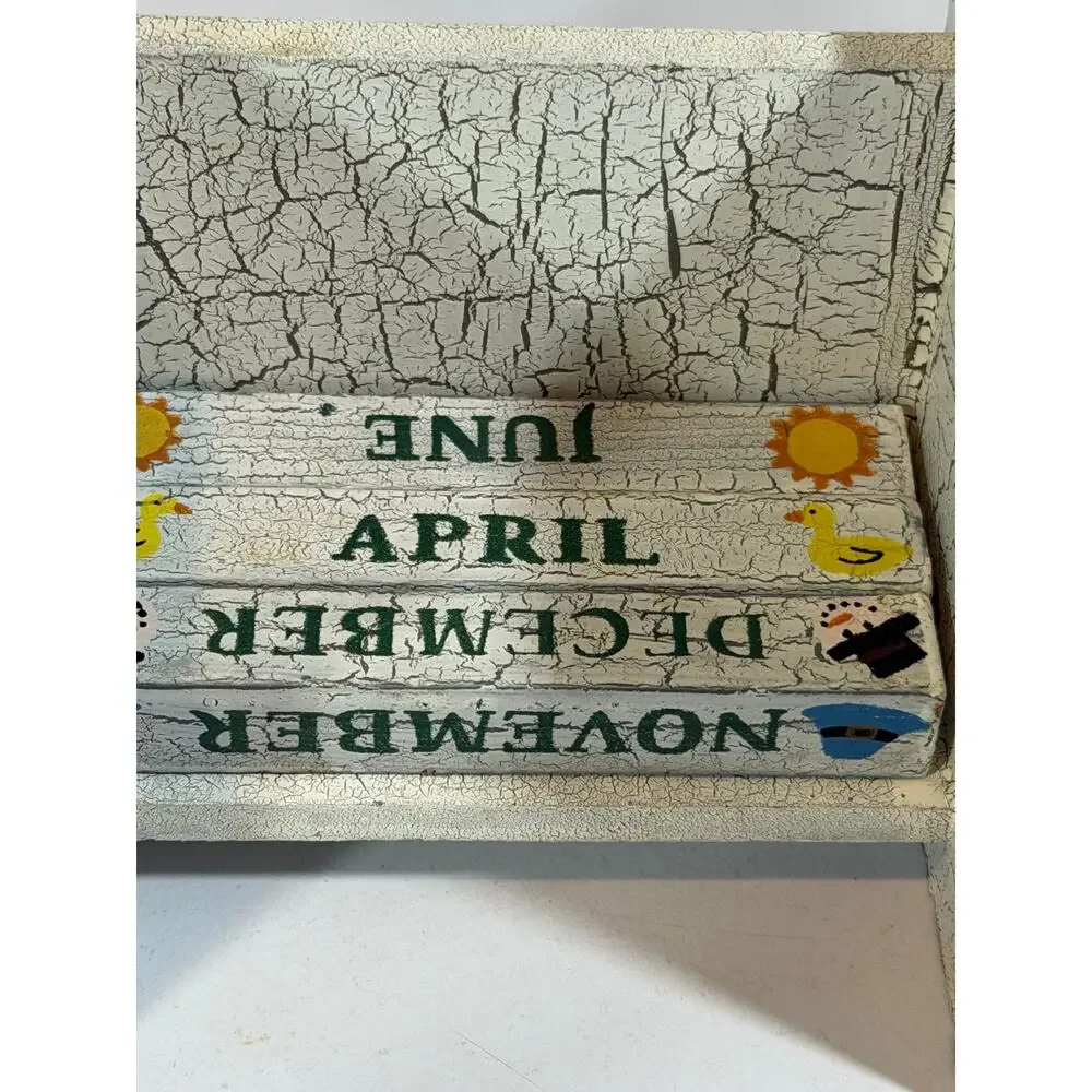 Apple Wood Block Perpetual Calendar Reusable Wooden Month Date Display Blocks